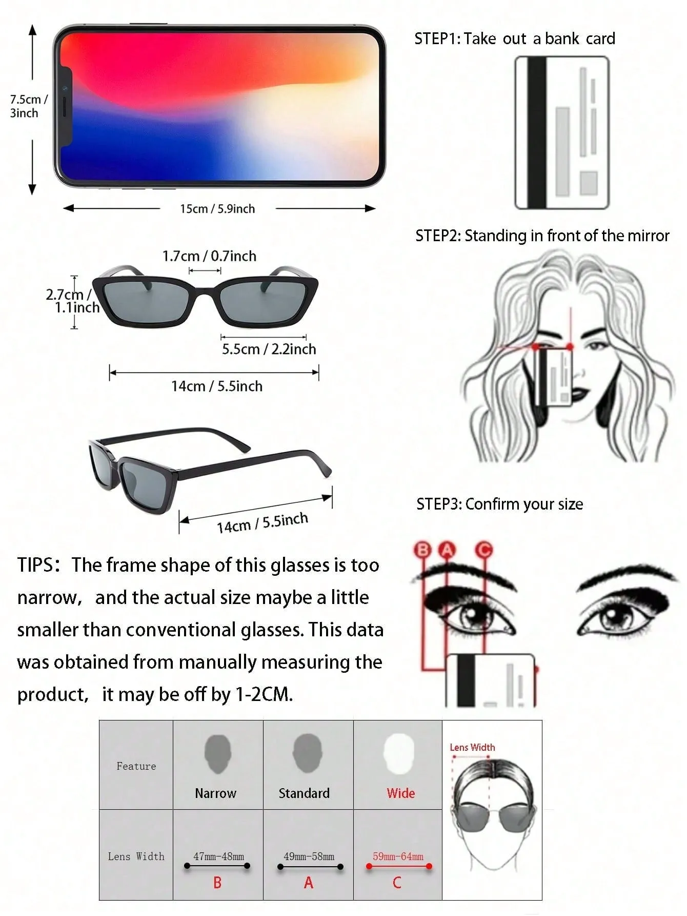 1pc Geomertic Frame Black Sunglasses